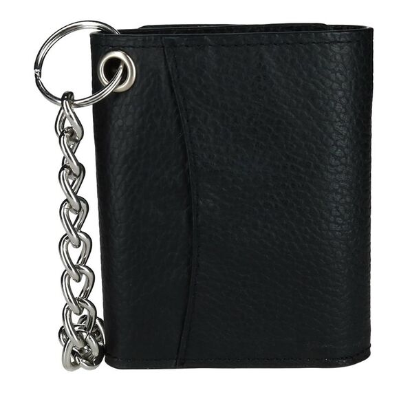 CTM Men's Pebble Grain Leather RFID Trifold Chain Wallet - Picture 1 of 4